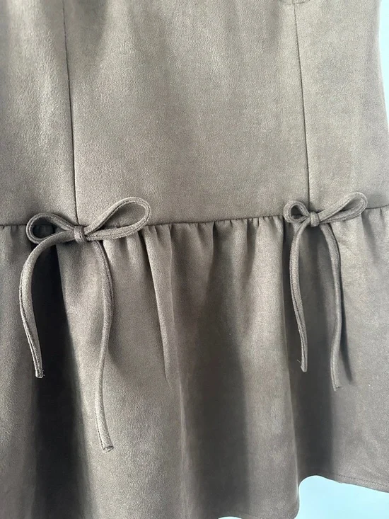 Francesca's Collections Brown Sleeveless Drop-Waist Tie Dress - Picture 4 of 8